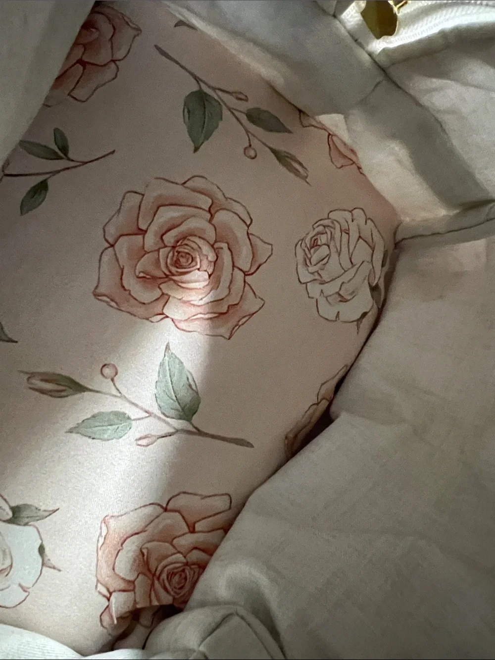 Floral Quilted Cosmetic Pouch in Blush Rose